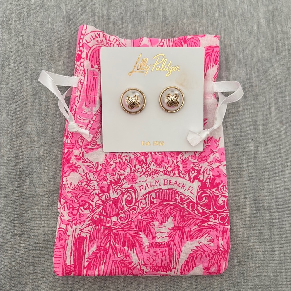 Lilly Pulitzer Pink and Gold Stud Earrings